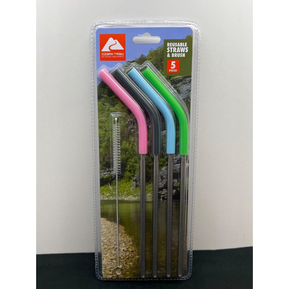 Ozark Trail Reusable Straws & Brush Set 5 Pieces BPA-Free Stainless Steel